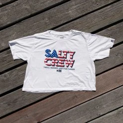 Salty Crew Stars And Stripes White Crop Boyfriend Tee