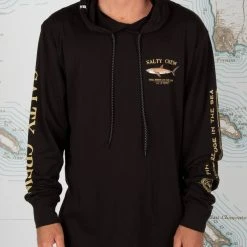 Salty Crew Bruce Black Hood Tech Tee Mens