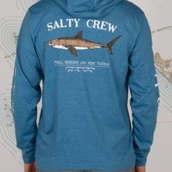 Salty Crew Bruce Blue Heather Hood Tech Tee Mens