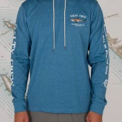 Salty Crew Bruce Blue Heather Hood Tech Tee Mens