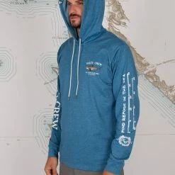 Salty Crew Bruce Blue Heather Hood Tech Tee Mens