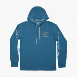 Salty Crew Bruce Blue Heather Hood Tech Tee Mens