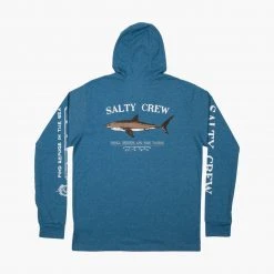 Salty Crew Bruce Blue Heather Hood Tech Tee Mens