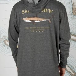 Salty Crew Bruce Charcoal Hood Tech Tee Mens