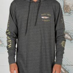 Salty Crew Bruce Charcoal Hood Tech Tee Mens