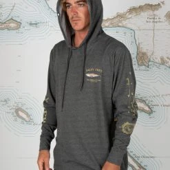 Salty Crew Bruce Charcoal Hood Tech Tee Mens