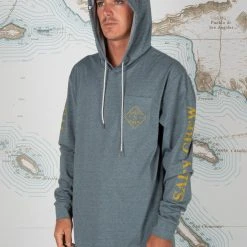Salty Crew Tippet Blue Pocket Hood Tech Tee