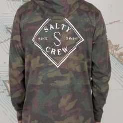 Salty Crew Mens Tippet Camo Pocket Hood Tech Tee