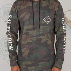 Salty Crew Mens Tippet Camo Pocket Hood Tech Tee