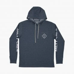 Salty Crew Tippet Navy Pocket Hood Tech Tee Mens