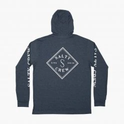 Salty Crew Tippet Navy Pocket Hood Tech Tee Mens