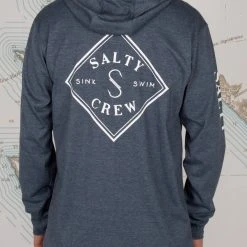 Salty Crew Tippet Navy Pocket Hood Tech Tee Mens