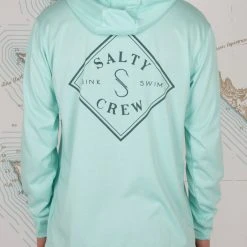 Salty Crew Mens Tippet Sea Foam Pocket Hood Tech Tee