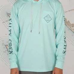 Salty Crew Mens Tippet Sea Foam Pocket Hood Tech Tee