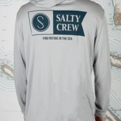 Salty Crew Mens Alpha Silver Hood Sunshirt
