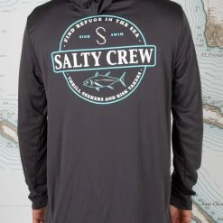 Salty Crew Deep Sea Charcoal Hood Sunshirt Mens