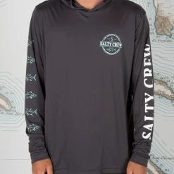 Salty Crew Deep Sea Charcoal Hood Sunshirt Mens