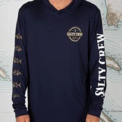 Salty Crew Mens Deep Sea Navy Hood Sunshirt