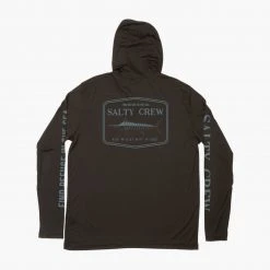 Salty Crew Mens Stealth Black Hood Sunshirt
