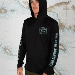 Salty Crew Mens Stealth Black Hood Sunshirt