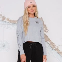 Salty Crew Womens Bruce Athletic Heather L/S Crop