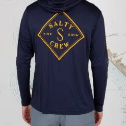 Salty Crew Tippet Navy Hood Sunshirt Mens