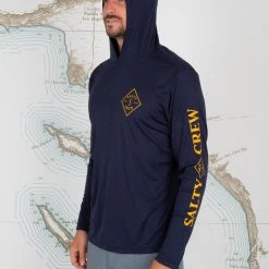 Salty Crew Tippet Navy Hood Sunshirt Mens