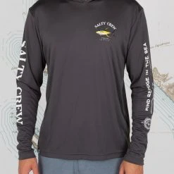 Salty Crew Ahi Mount Charcoal Hood Sunshirt Mens