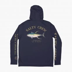 Salty Crew Mens Ahi Mount Navy Hood Sunshirt
