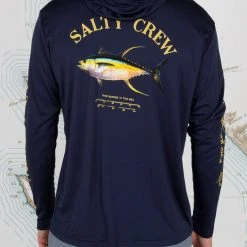 Salty Crew Mens Ahi Mount Navy Hood Sunshirt