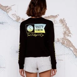 Salty Crew Womens Alpha Gradient Black L/S Crop