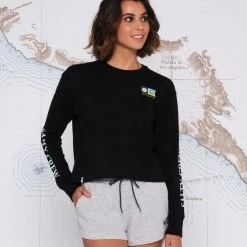 Salty Crew Womens Alpha Gradient Black L/S Crop