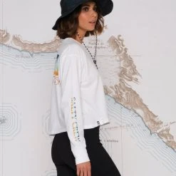 Salty Crew Womens Alpha Gradient White L/S Crop