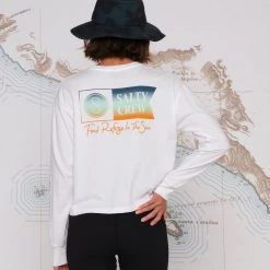 Salty Crew Womens Alpha Gradient White L/S Crop
