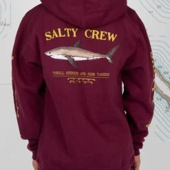 Salty Crew Youth Bruce Boys Burgundy Hood Fleece