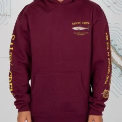 Salty Crew Youth Bruce Boys Burgundy Hood Fleece