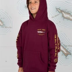 Salty Crew Youth Bruce Boys Burgundy Hood Fleece