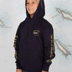 Salty Crew Bruce Boys Navy Hood Fleece Youth