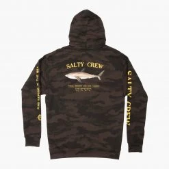 Salty Crew Mens Bruce Black Camo Hood Fleece