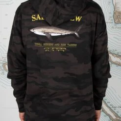 Salty Crew Mens Bruce Black Camo Hood Fleece