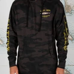 Salty Crew Mens Bruce Black Camo Hood Fleece