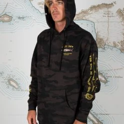 Salty Crew Mens Bruce Black Camo Hood Fleece