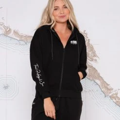 Salty Crew Womens Alpha Black Zip Hoody