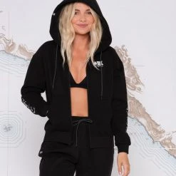 Salty Crew Womens Alpha Black Zip Hoody