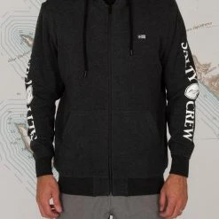 Salty Crew Mens Refuge Sherpa Black Heather Zip Fleece