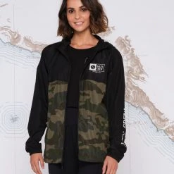 Salty Crew Alpha Black Camo Windbreaker