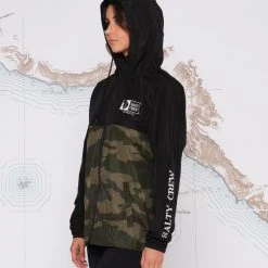 Salty Crew Alpha Black Camo Windbreaker