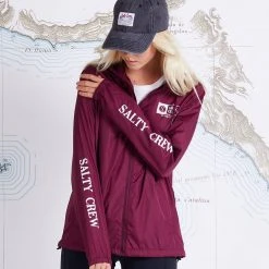 Salty Crew Womens Alpha Maroon Windbreaker