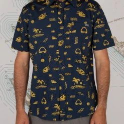 Salty Crew Lay Day Navy Gold S/S Woven