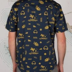 Salty Crew Lay Day Navy Gold S/S Woven